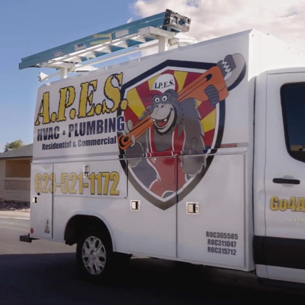 apes white work truck.